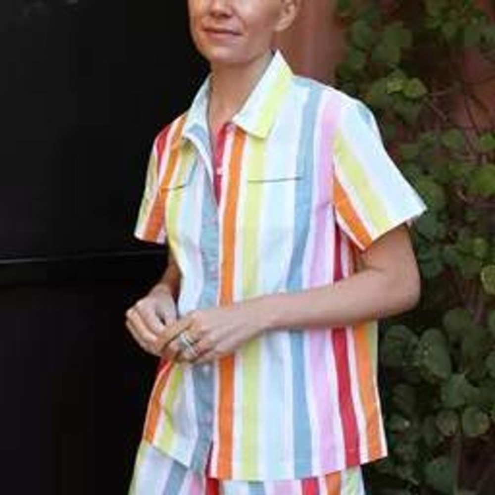 Atlantic-Pacific x LAKE Shirt Women XXS Rainbow Striped Cotton Button Down PRIDE